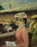 Huldah Cherry Jeffe, Watching Tennis Matches at Newport, 1950, oil on canvas