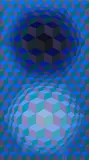 Victor Vasarely, Untitled (Blue/Green/Purple); Untitled (Purple/Red/Gold), c. 1980, Screenprints in colors on wove paper, each signed in pencil and numbered 130/225