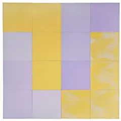 Tim Ebner, Color Cue Q15, 1986-87, enamel on canvas affixed to sixteen panels