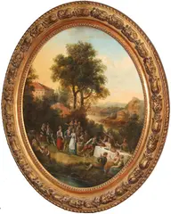 Austrian School, A country feast, oil on canvas laid down on board