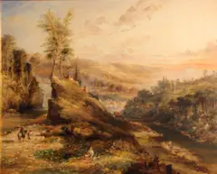 A golden evening by Continental School, oil on board, sold Dec 2012