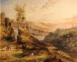 A golden evening by Continental School, oil on board, sold Dec 2012