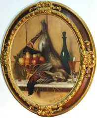 Pietro Costa, A still life with fruit, game and a glass of wine resting on a ledge, oil on canvas
