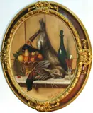 Pietro Costa, A still life with fruit, game and a glass of wine resting on a ledge, oil on canvas