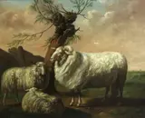 English School, Sheep in a landscape
