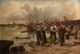 Louis Gartner, Evening on the coast, oil on canvas