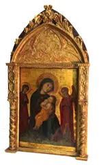 Italian School, Madonna and child with adoring angels, tempera and gold ground on panel
