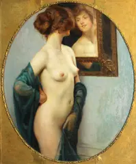 Auguste Leroux, The looking glass, oil on canvas