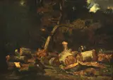 Constant Troyon, The woodcutter, oil on board