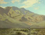 Victor C. Anderson, Shepard and his flock with mountains beyond