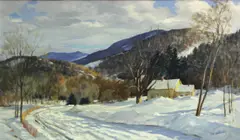 Frank Gervasi, Country home in winter, oil on canvas