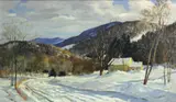 Frank Gervasi, Country home in winter, oil on canvas