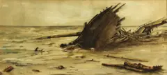 Shipwreck by Percy Gray, 1919, watercolor on paper, sold Dec 2012