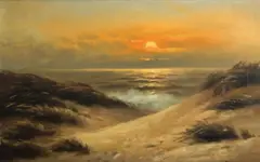 Nels Hagerup, Sunset on Ocean Beach, oil on canvas