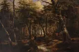 Joseph Antonio Hekking, A wooded landscape with a stream, 1859, oil on canvas