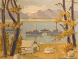 Ralph William Holmes, Fishing boats on a lake