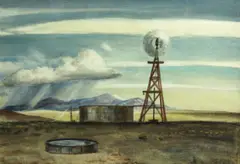 East wind by Peter Hurd, watercolor and ink on paper, sold Dec 2012