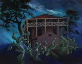 Marion Parsons, House with cactus, oil on masonite