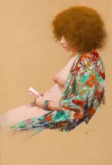 Aaron Shikler, The kimono, 1972, gouache on paper