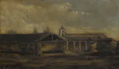 Jules Tavernier, Thought to be Mission San Buenaventura, circa 1880, oil on canvas