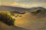 Willard E. Worden, Sand dunes and wildflowers, oil on board