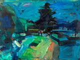 Terry St. John, Figure in Blue, Berkeley Marina, 1995, oil on canvas