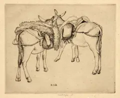 Robert Austin, Donkeys of Selva (Island of Majorca) (D. 78), 1928, Engraving on laid paper