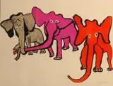 Alexander Calder, Elephants, from Our Unfinished Revolution, 1976, Color lithograph on Arches paper