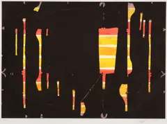 Caio Fonseca, Dark Stripe, 1998, Color soft-ground etching with drypoint and spit-bite on Somerset white paper