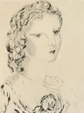 Jeune fille avec une rose (B. II.25.118) by Léonard-Tsuguharu Foujita, 1925, Drypoint on wove paper, a proof aside from the signed edition of 29, sold Dec 2012