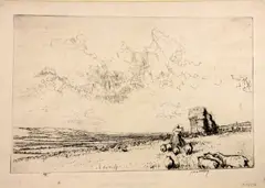 The Surrey Downs by James McBey, c. 1915, Etching on laid paper with John Hayes watermark, sold Dec 2012