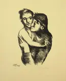 Max Pechstein, Mutter und Sohn (K. L411), 1945, Lithograph on heavy brown paper