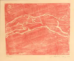 K (G. 2021) by Susan Rothenberg, 2004, Lithograph in red ink on Japanese paper, offered Dec 2012