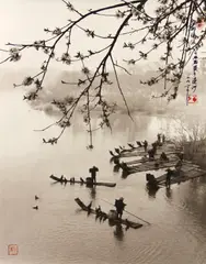 Array of Bamboo Boats, Wenzhou by Don Hong-Oai, 1996, Sepia-toned gelatin silver print, offered Dec 2012