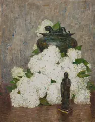 Dines Carlsen, Hydrangeas, oil on masonite