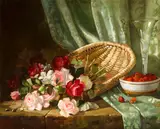 Abbott Fuller Graves, Still Life with Roses and Rasperries, oil on canvas