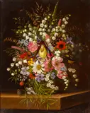 Adelheid Dietrich, Floral still life, oil on canvas laid down on Masonite