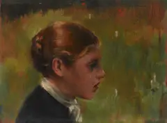 James Carroll Beckwith, Head of a peasant, oil on panel