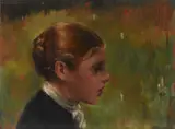 James Carroll Beckwith, Head of a peasant, oil on panel