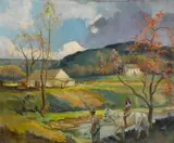 William Edouard Scott, Riding in the Country, oil on canvas