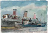 Reginald Marsh, Ocean liner, 1936, watercolor on paper