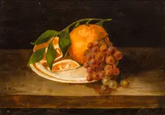 Still life with orange by Rubens Peale, oil on tin, offered Nov 2012