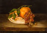 Rubens Peale, Still life with orange, oil on tin
