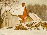Horatio Walker, Farmyard Winter, oil on board