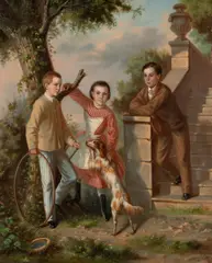Ernest Etienne Narjot, The grandchildren, oil on canvas