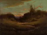 William Keith, A herd of sheep, Marin County, oil on board