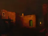 Will Sparks, Twilight, adobe house, 1917, oil on canvas