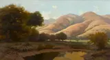 Gordon Coutts, Cows grazing beneath rolling hills, oil on canvas