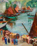 Abel George Warshawsky, Sardine Boats, Port d'Audierne, 1937, oil on canvas