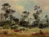 Albert Thomas Derome, Moss Beach, Monterey Bay, Point Pinos, 1948; Point Pinos pines, evening fog, 1945 (a pair)